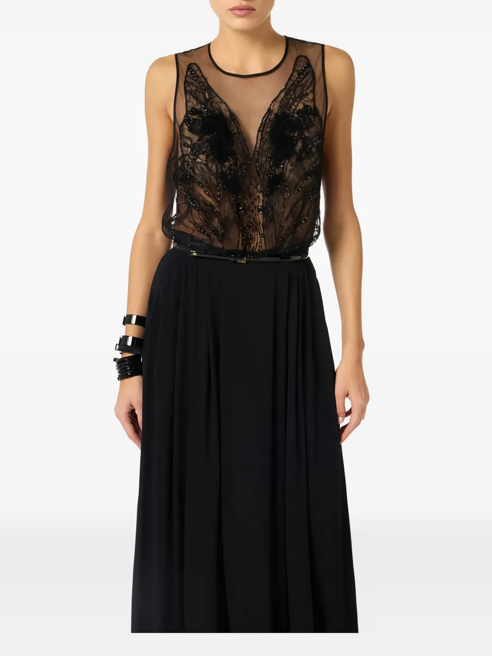 Elisabetta Franchi Red Carpet maxi-jurk verfraaid met pailletten Zwart
