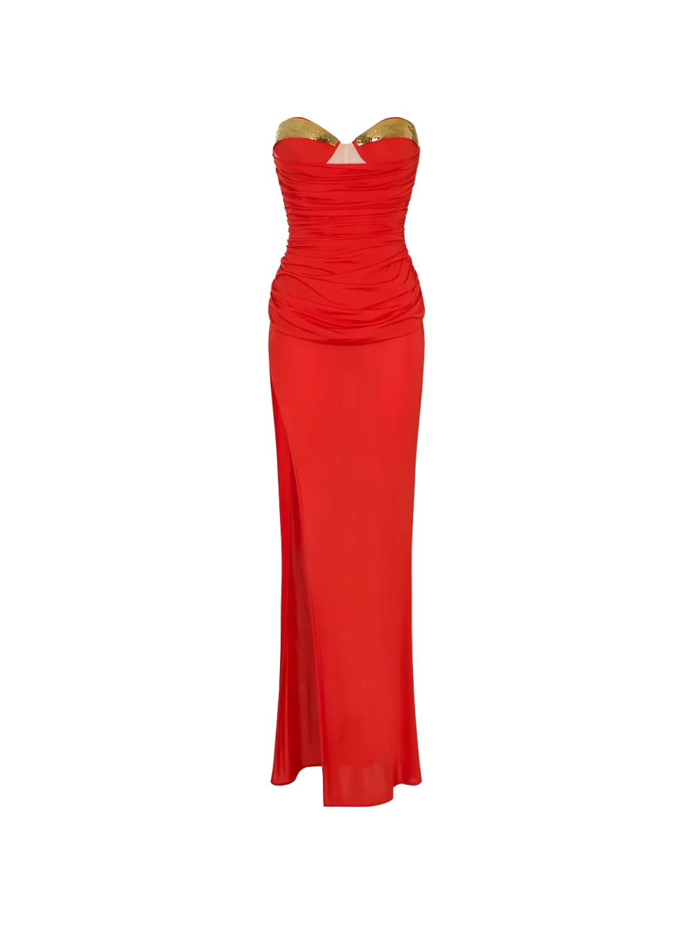 Elisabetta Franchi draped metal-cups maxi dress - Rosso