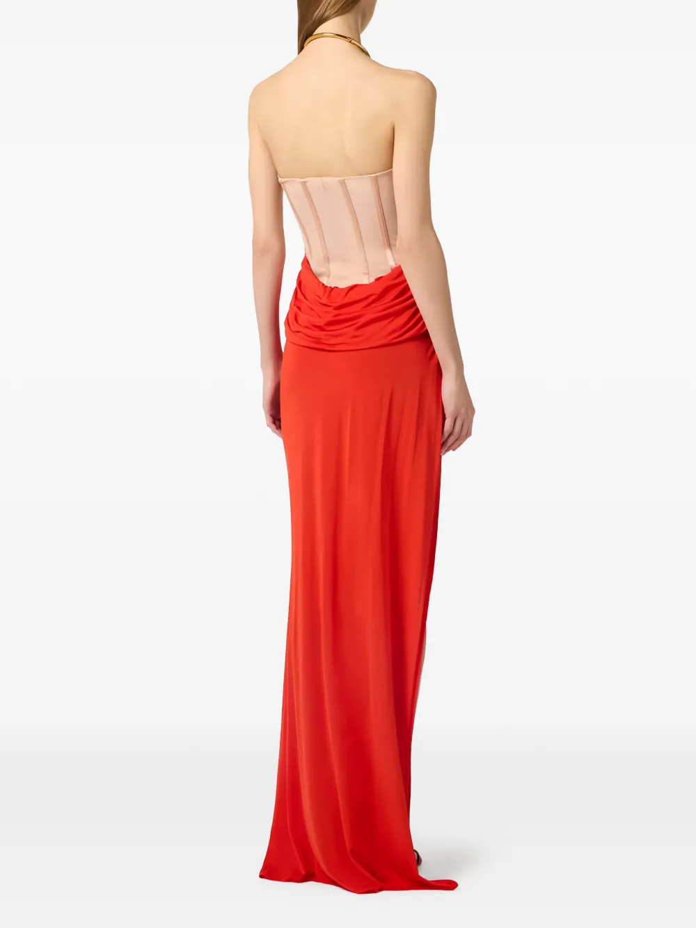 Elisabetta Franchi Gedrapeerde maxi-jurk met metalen cups Rood