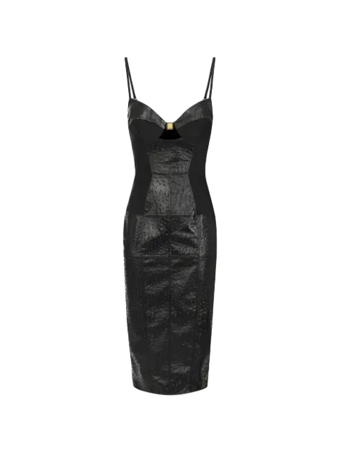 Elisabetta Franchi robe mi-longue à effet d'autruche