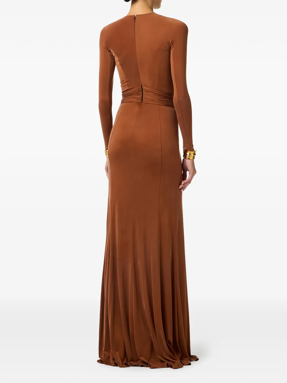 Elisabetta Franchi Jurk verfraaid met juwelen en keyhole Bruin