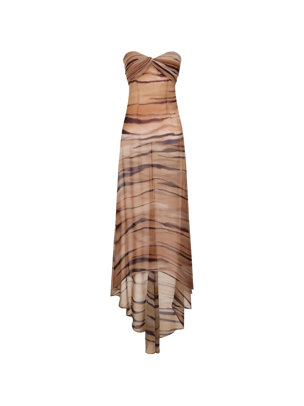 Elisabetta Franchi strapless tiger-print maxi dress - Marrone