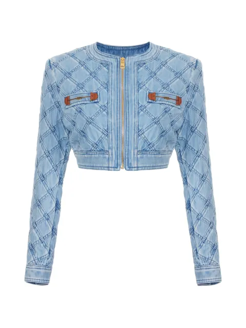 Elisabetta Franchi diamond horsebit denim cropped jacket