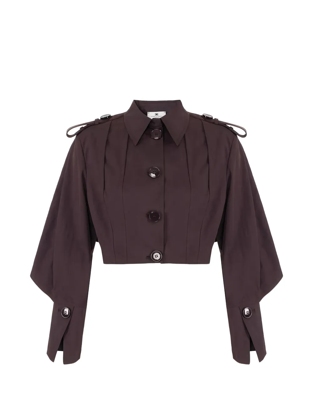 Elisabetta Franchi cape-sleeves cropped jacket - Marrone