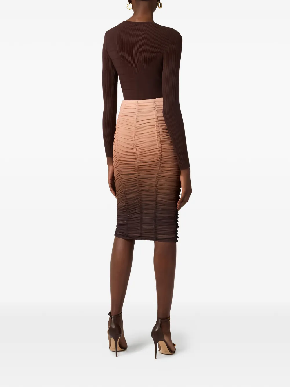 Elisabetta Franchi Rok van tulen stof met textuur Bruin