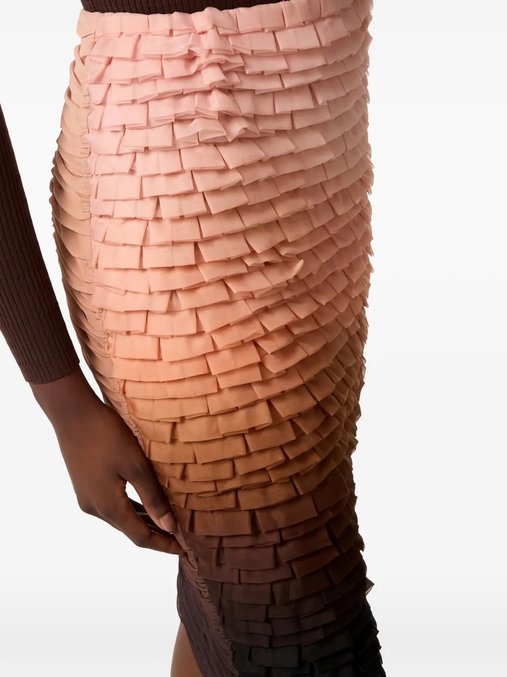 Elisabetta Franchi Rok van tulen stof met textuur Bruin
