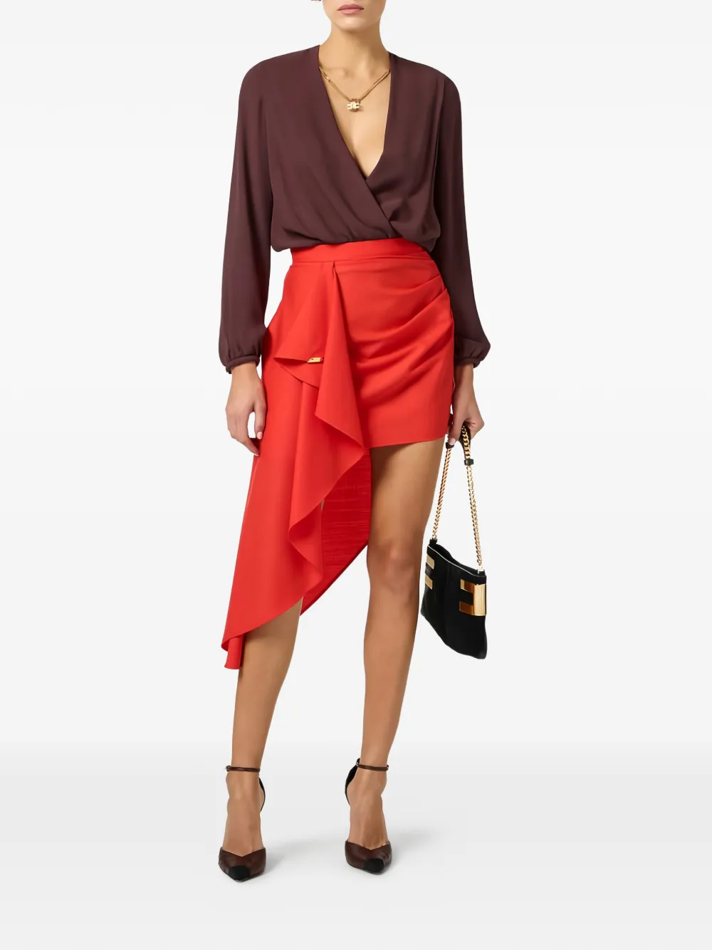 Elisabetta Franchi Viscose georgette body Bruin