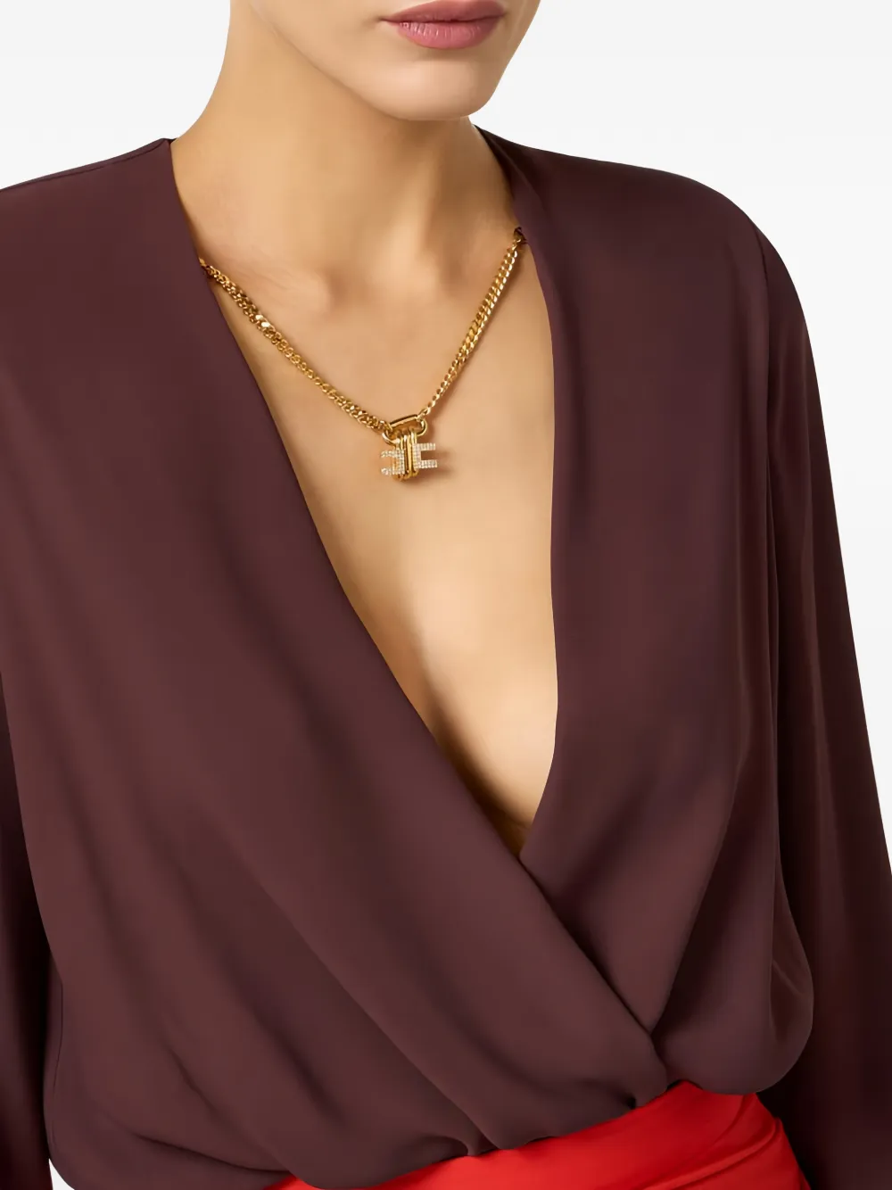 Elisabetta Franchi Viscose georgette body Bruin