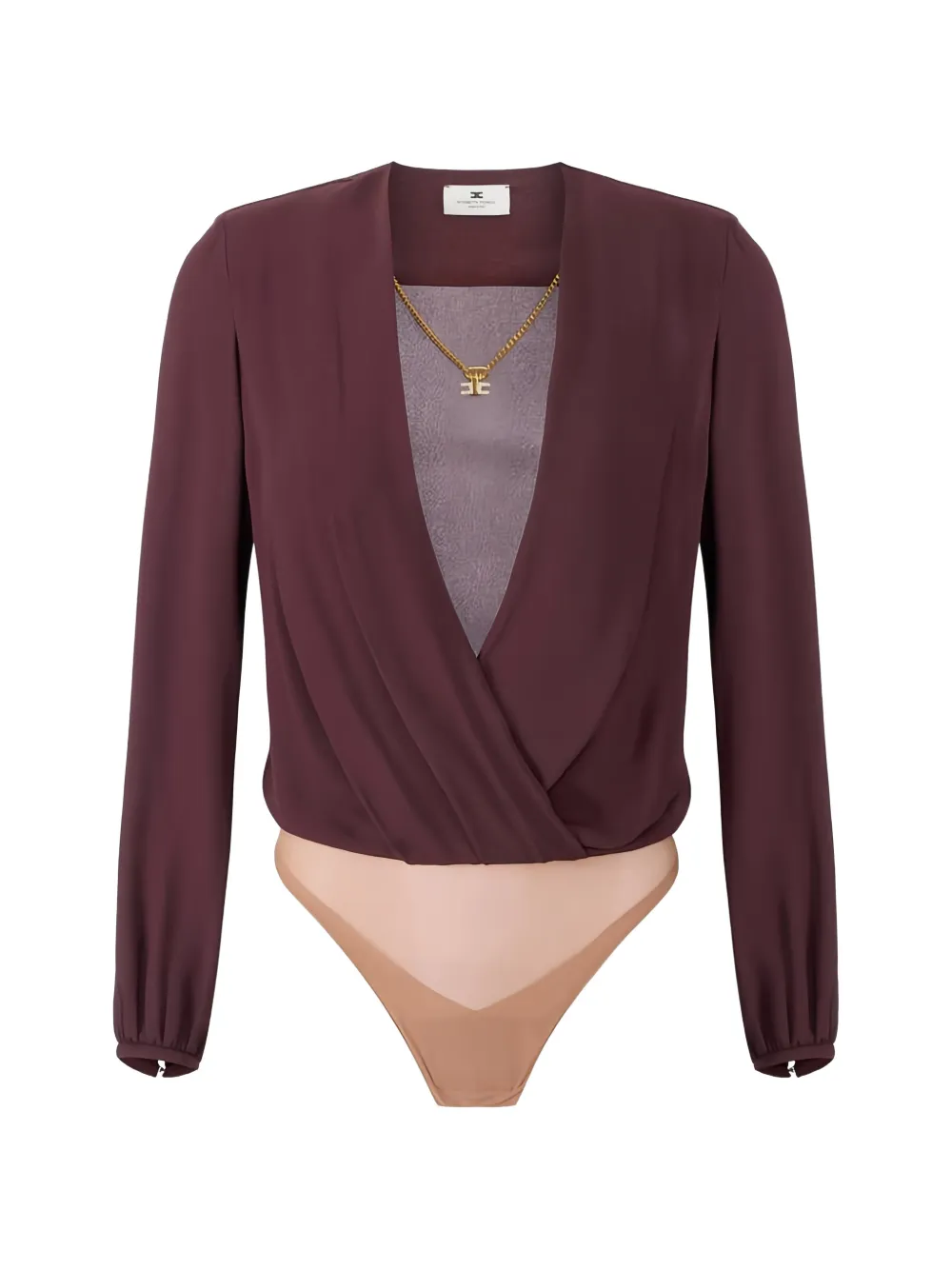 Elisabetta Franchi Body con maniche lunghe - Marrone