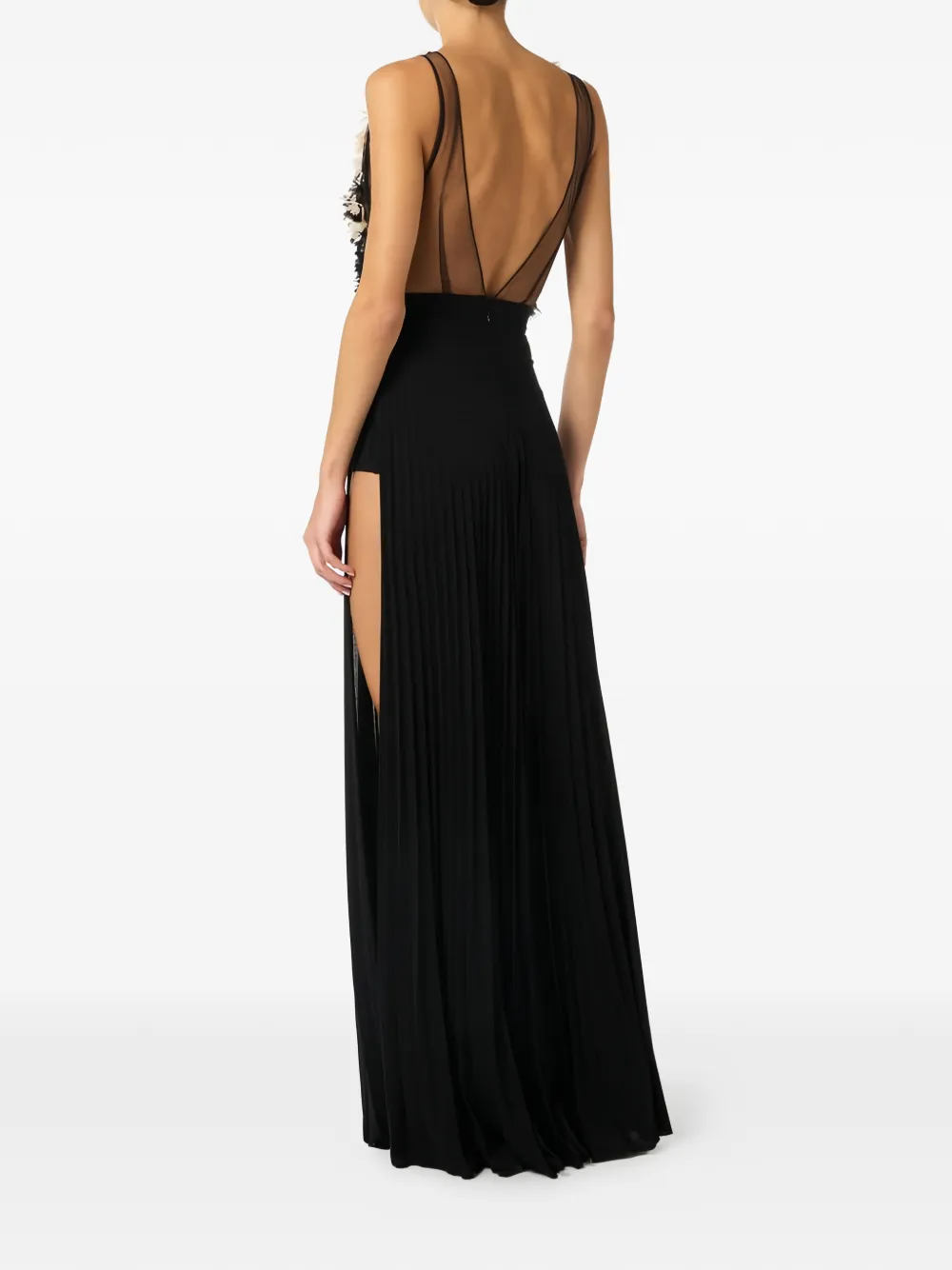 Elisabetta Franchi Maxi-jurk verfraaid met bloemblaadjes Zwart