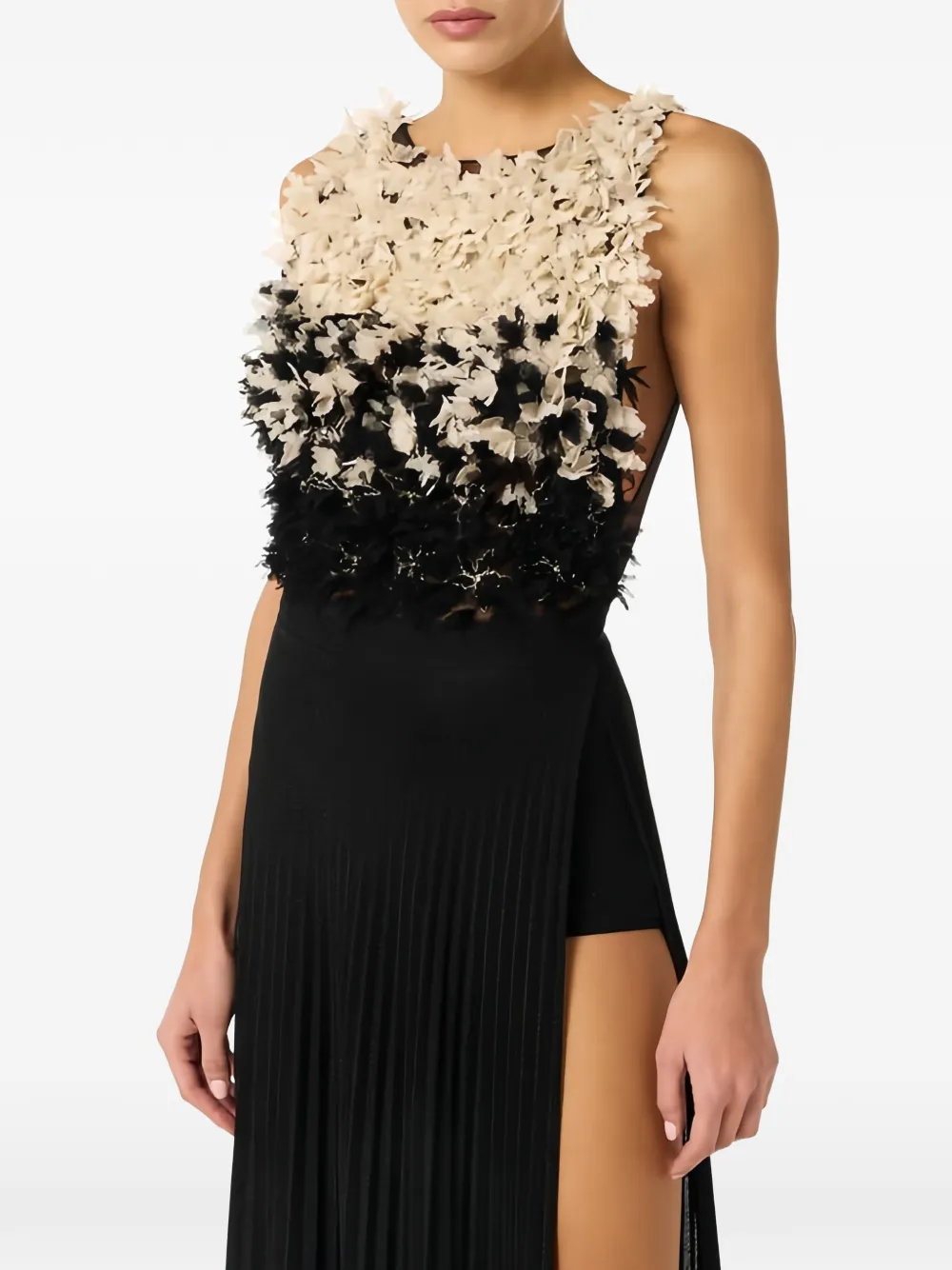 Elisabetta Franchi Maxi-jurk verfraaid met bloemblaadjes Zwart