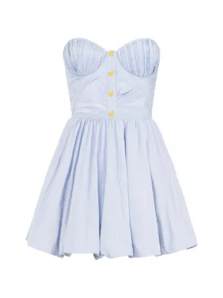Elisabetta Franchi Striped Nylon Taffeta Mini Dress | Blue