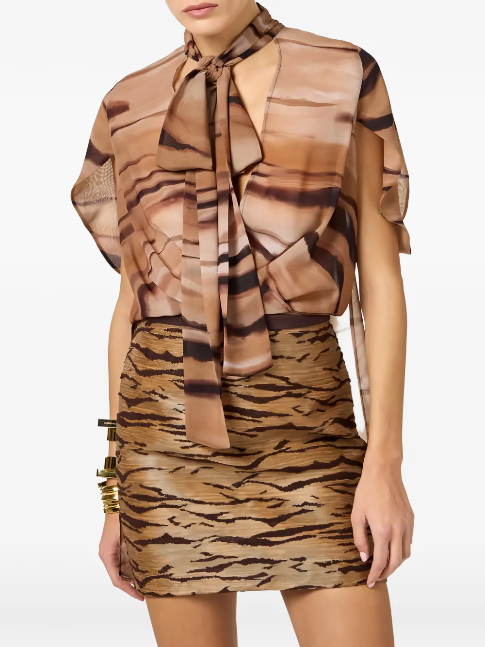 Tiger-Print V-Neck Dress