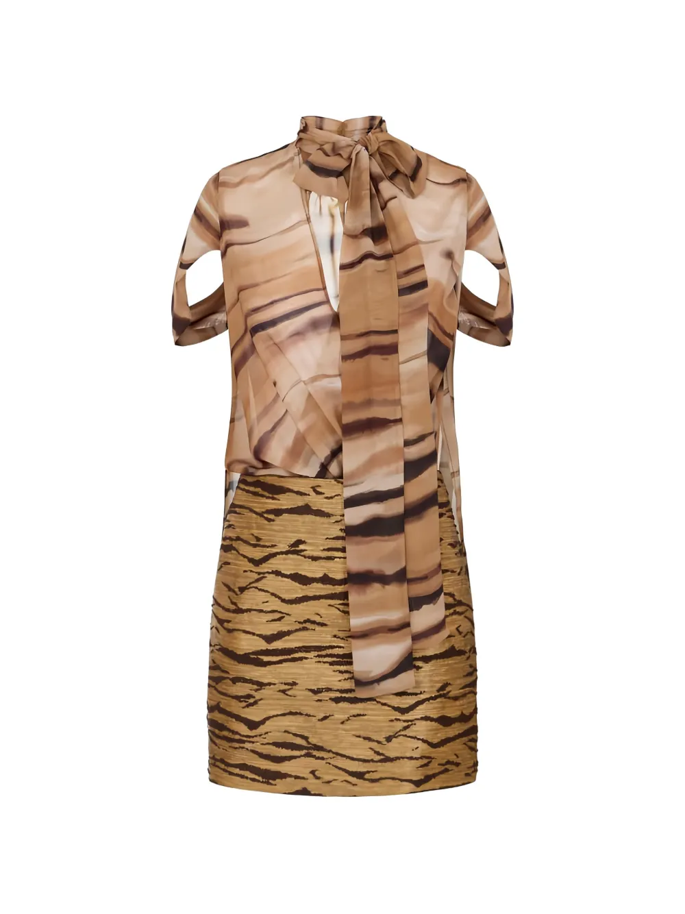 Elisabetta Franchi tiger-print V-neck dress - Neutrals