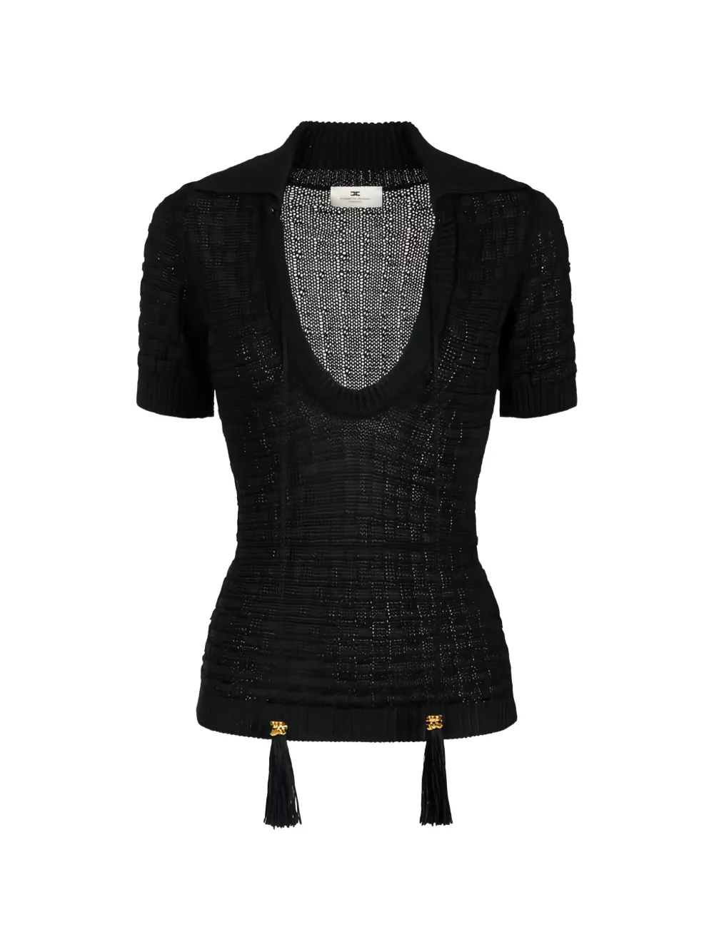 Elisabetta Franchi basket-stitch tassel knit top - Nero