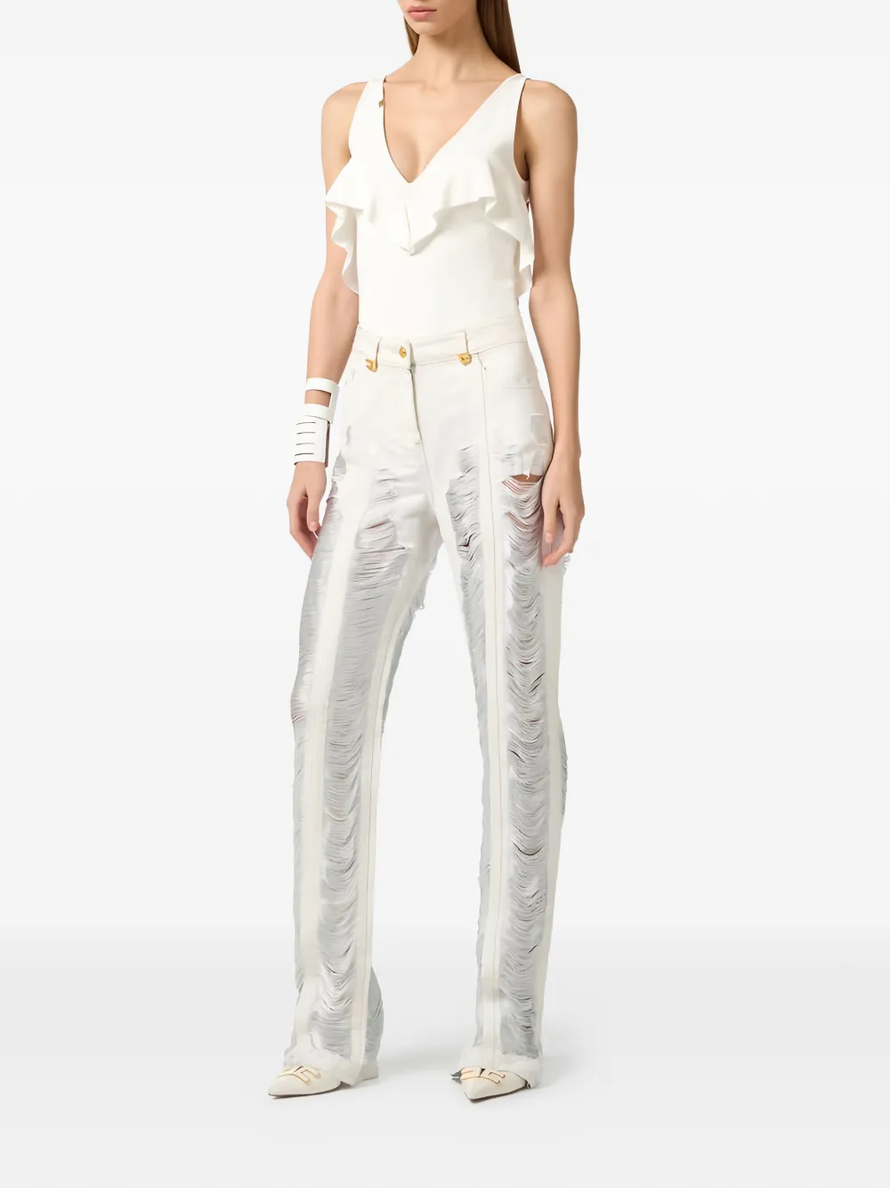 Elisabetta Franchi Body met V-hals Wit