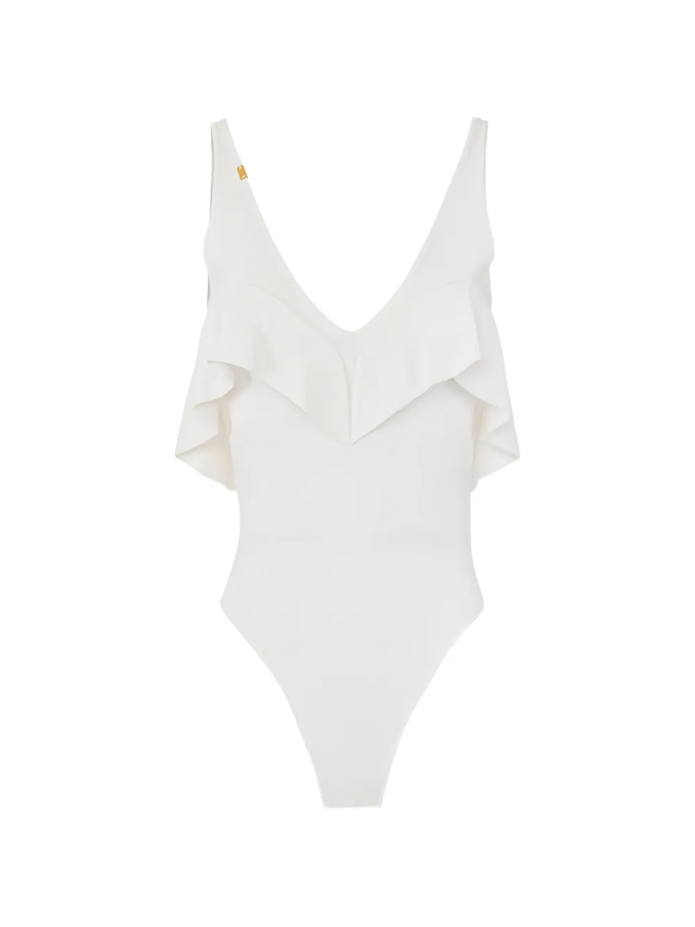 Elisabetta Franchi V-neck flounce bodysuit - Bianco
