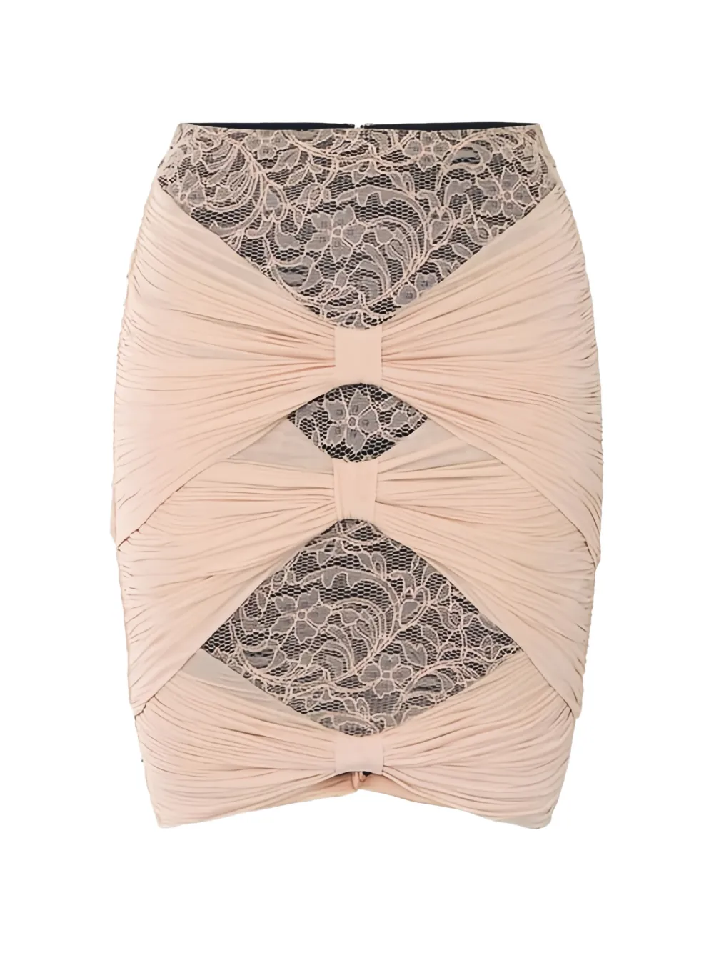 Elisabetta Franchi floral lace draped short skirt - Toni neutri