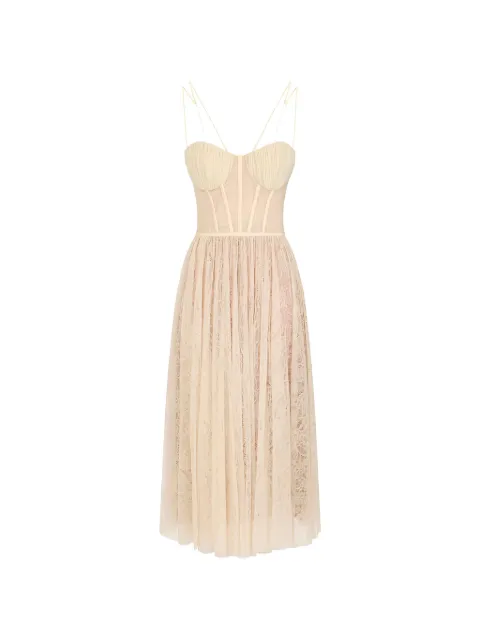 Elisabetta Franchi vestido midi con encaje floral