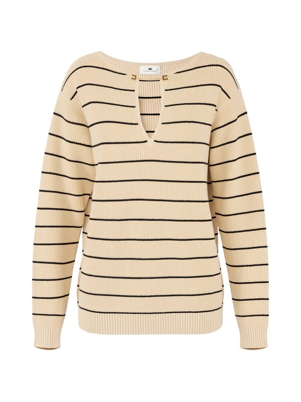 Elisabetta Franchi striped v-cut knit pullover - Toni neutri
