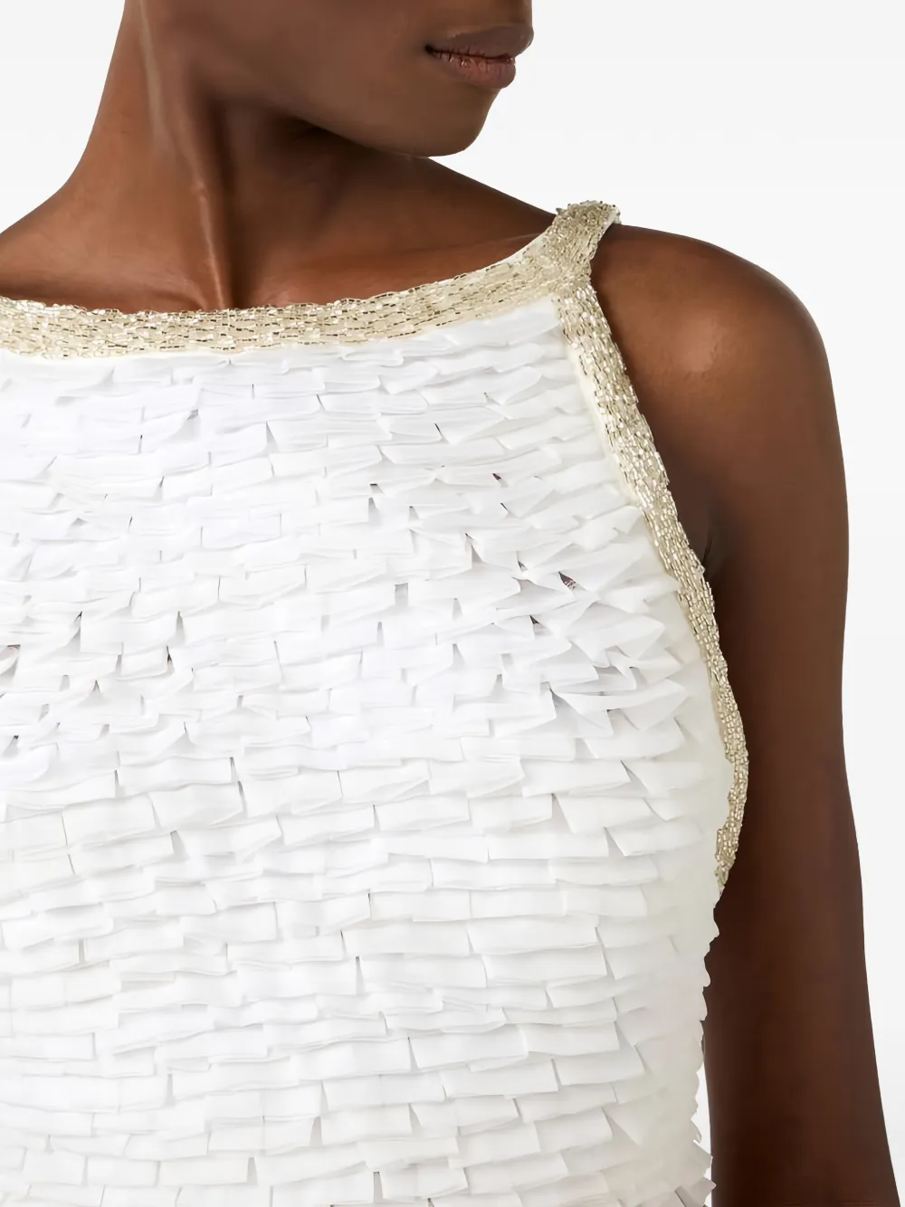 Elisabetta Franchi Gedrapeerde maxi-jurk met ruches Beige