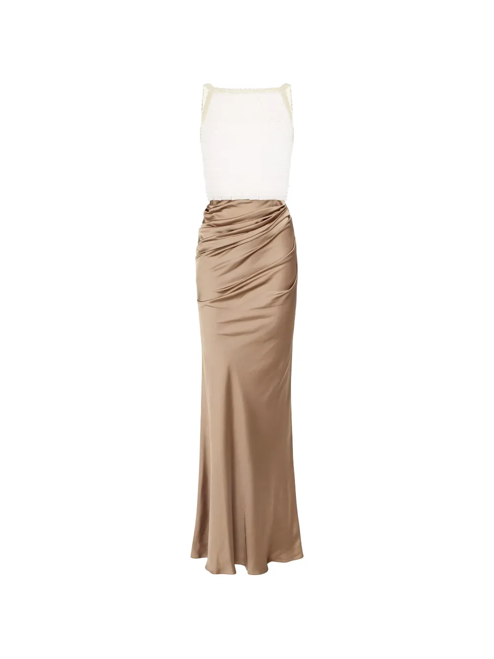 Elisabetta Franchi ruffled draped maxi dress - Toni neutri