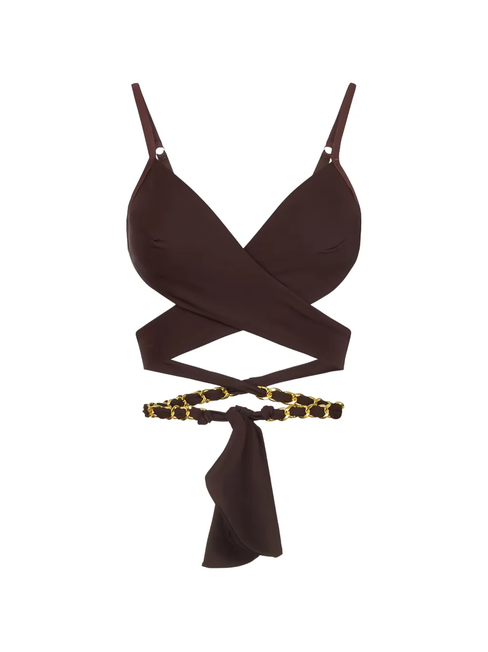 Elisabetta Franchi crossover jewel chain bra - Marrone
