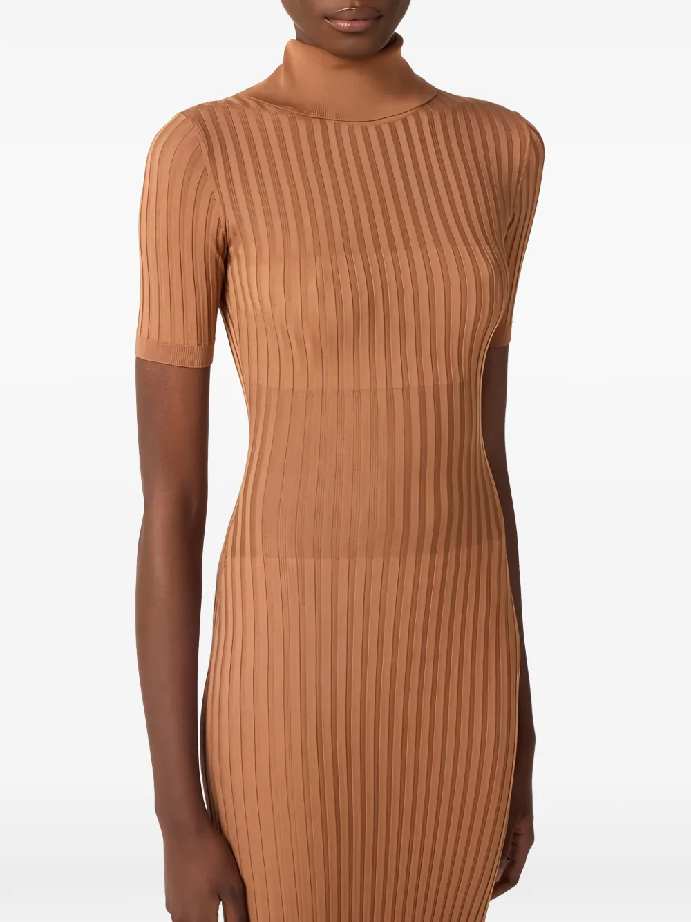 Elisabetta Franchi Gebreide midi-jurk met col Beige