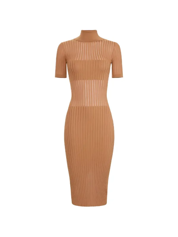 elisabetta franchi knit dress With Transparency Details | Neutrals Sukienka