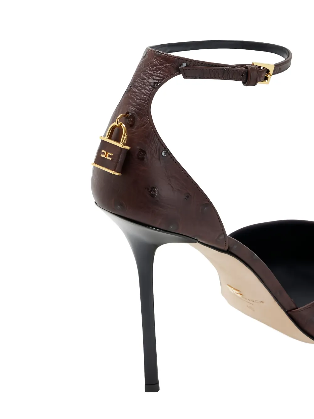 Elisabetta Franchi ostrich texture jewelled pumps Bruin