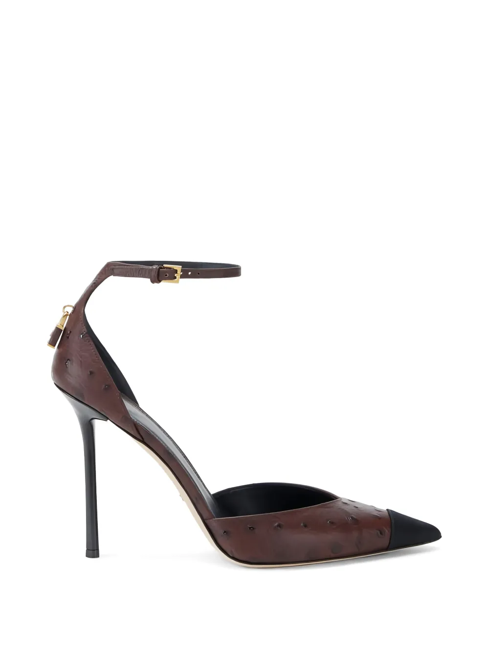 Elisabetta Franchi ostrich texture jewelled pumps Bruin