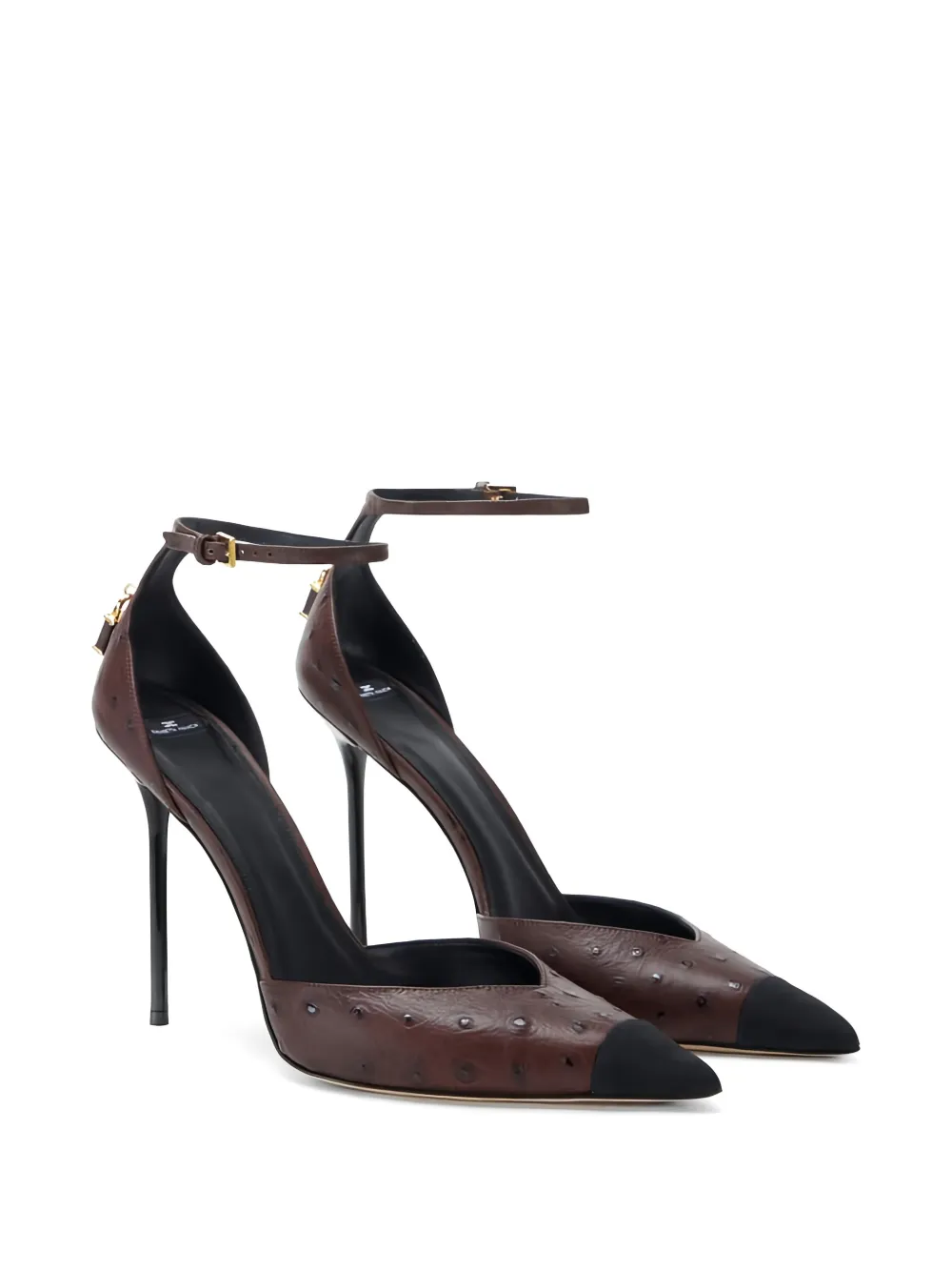 Elisabetta Franchi ostrich texture jewelled pumps Bruin