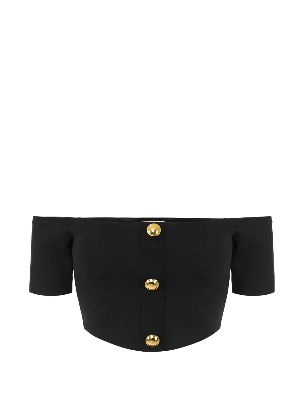 Elisabetta Franchi button cropped knit top - Nero
