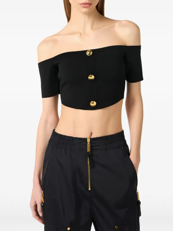 Elisabetta Franchi Top In Knit Fabric | Black | FARFETCH AO