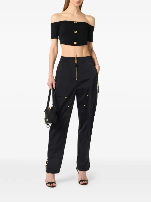 Elisabetta Franchi Top In Knit Fabric | Black | FARFETCH AO