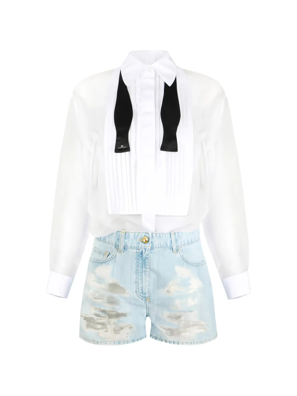 Elisabetta Franchi bib distressed romper suit - Blu