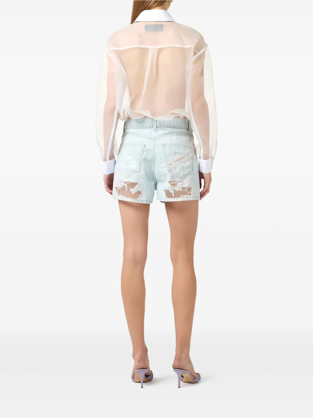  Elisabetta Franchi Bib Distressed Romper Suit - Blue 