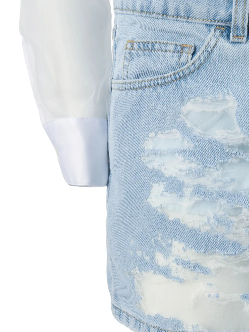 Elisabetta Franchi Mono Corto Con Efecto Envejecido Y Pechera - Blanco 
