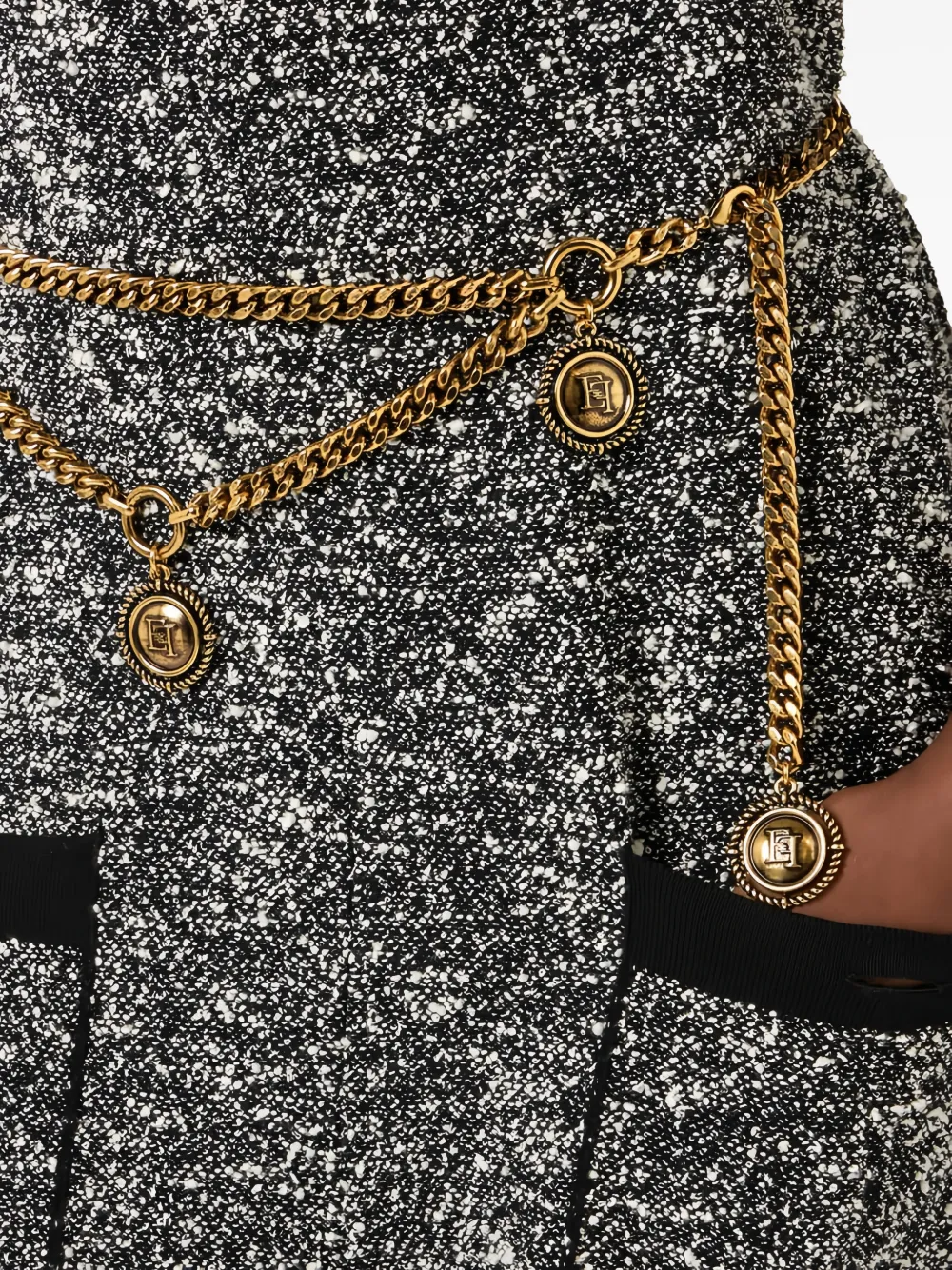 Elisabetta Franchi Bouclé jumpsuit met franje Zwart