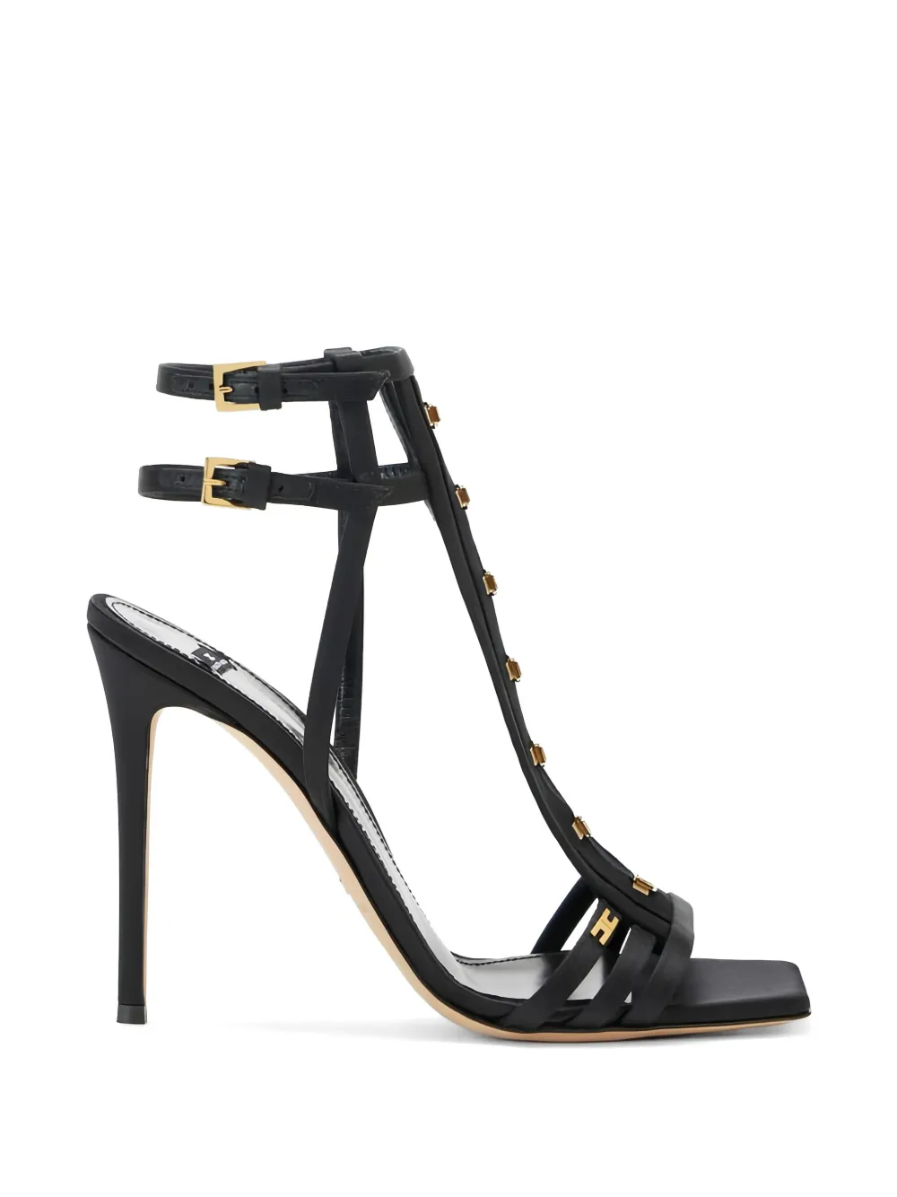 Elisabetta Franchi satin ankle-strap heeled sandals - Nero