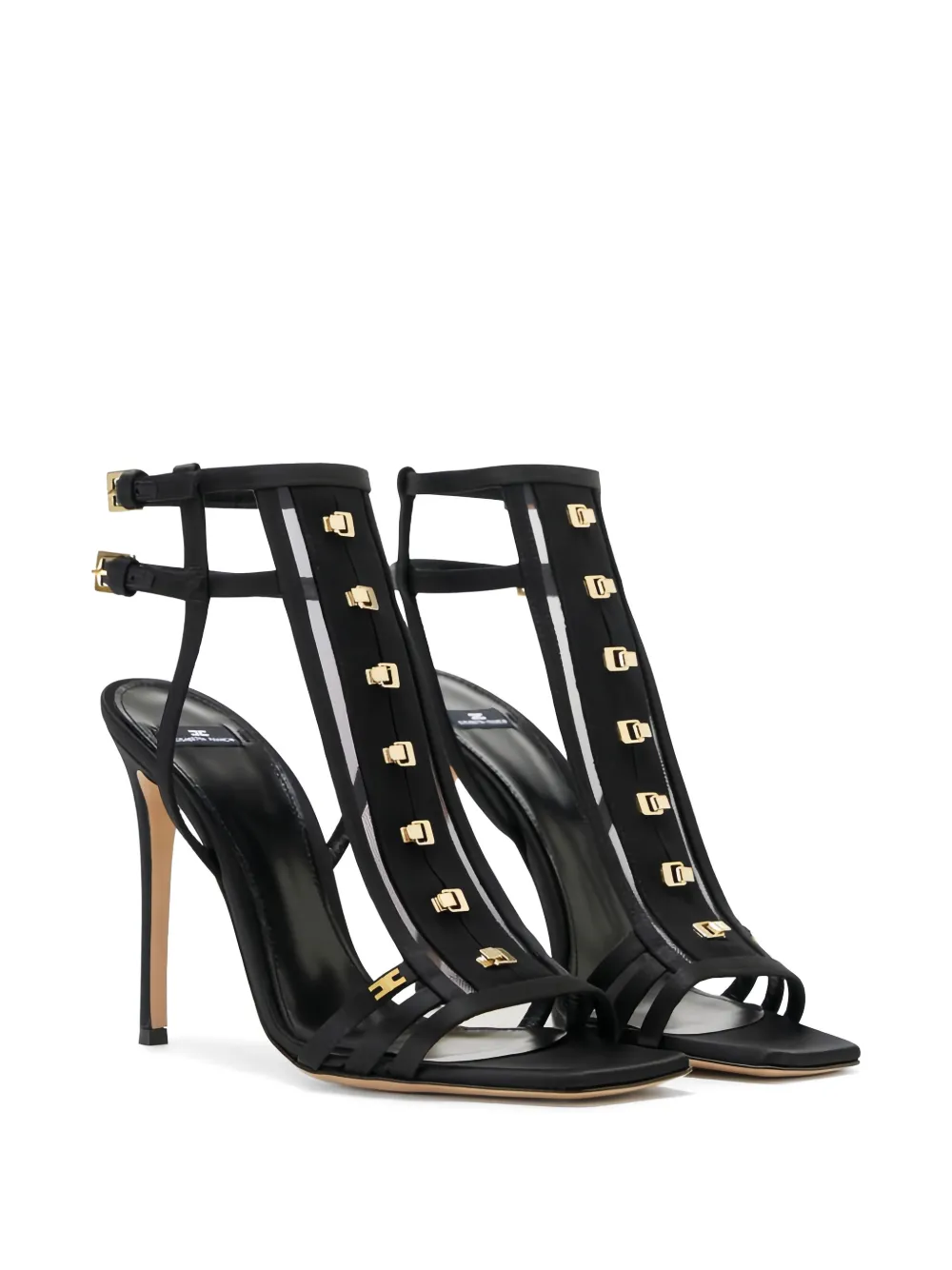 Elisabetta Franchi satin ankle-strap heeled sandals Zwart