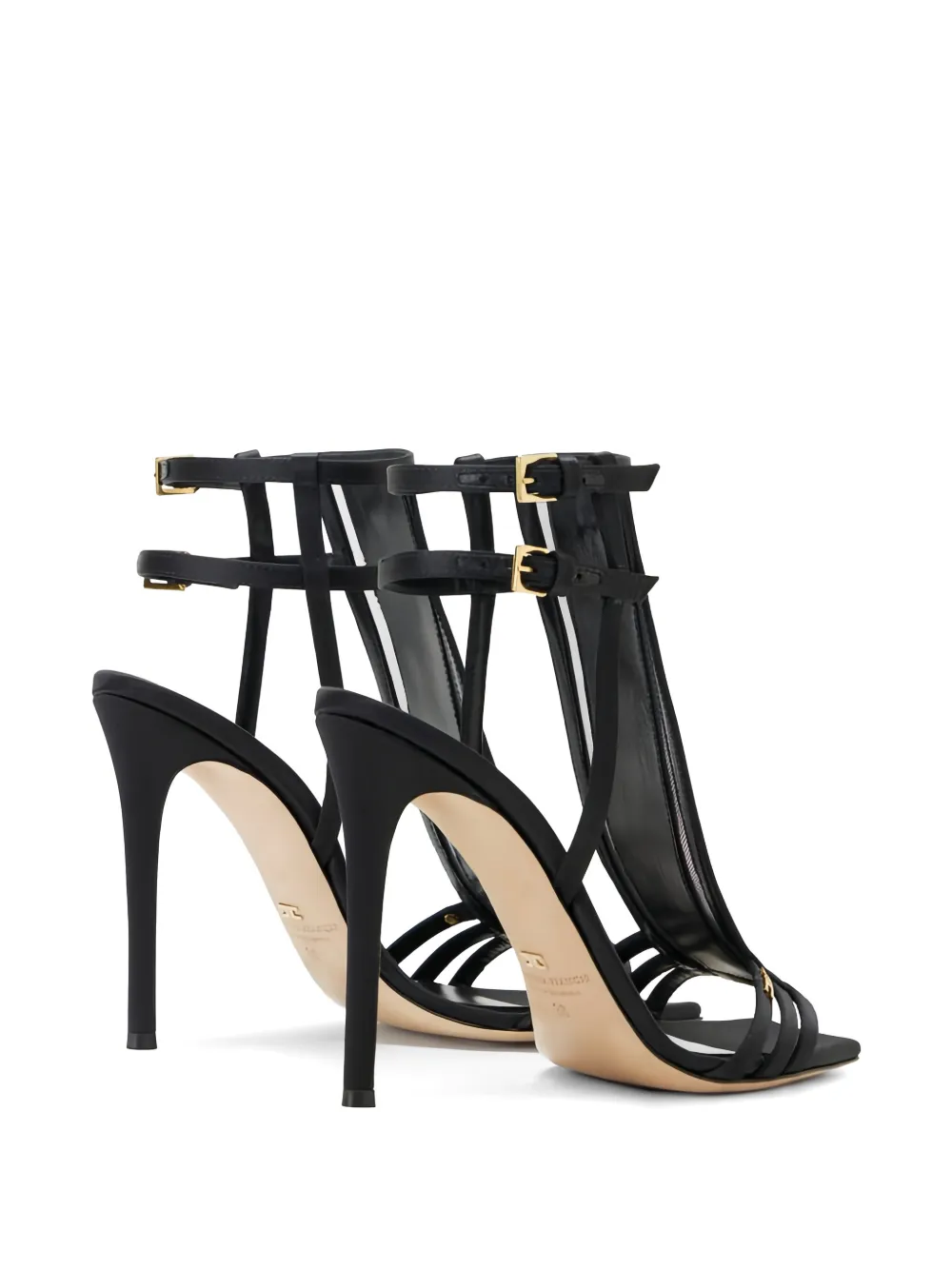 Elisabetta Franchi satin ankle-strap heeled sandals Zwart