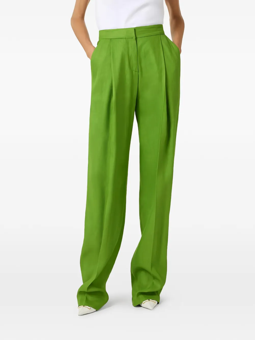 Elisabetta Franchi linen blend trousers Groen