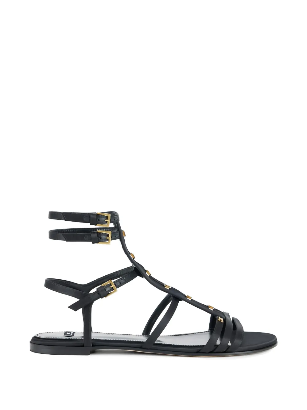 Elisabetta Franchi strap hook flat sandals - Nero