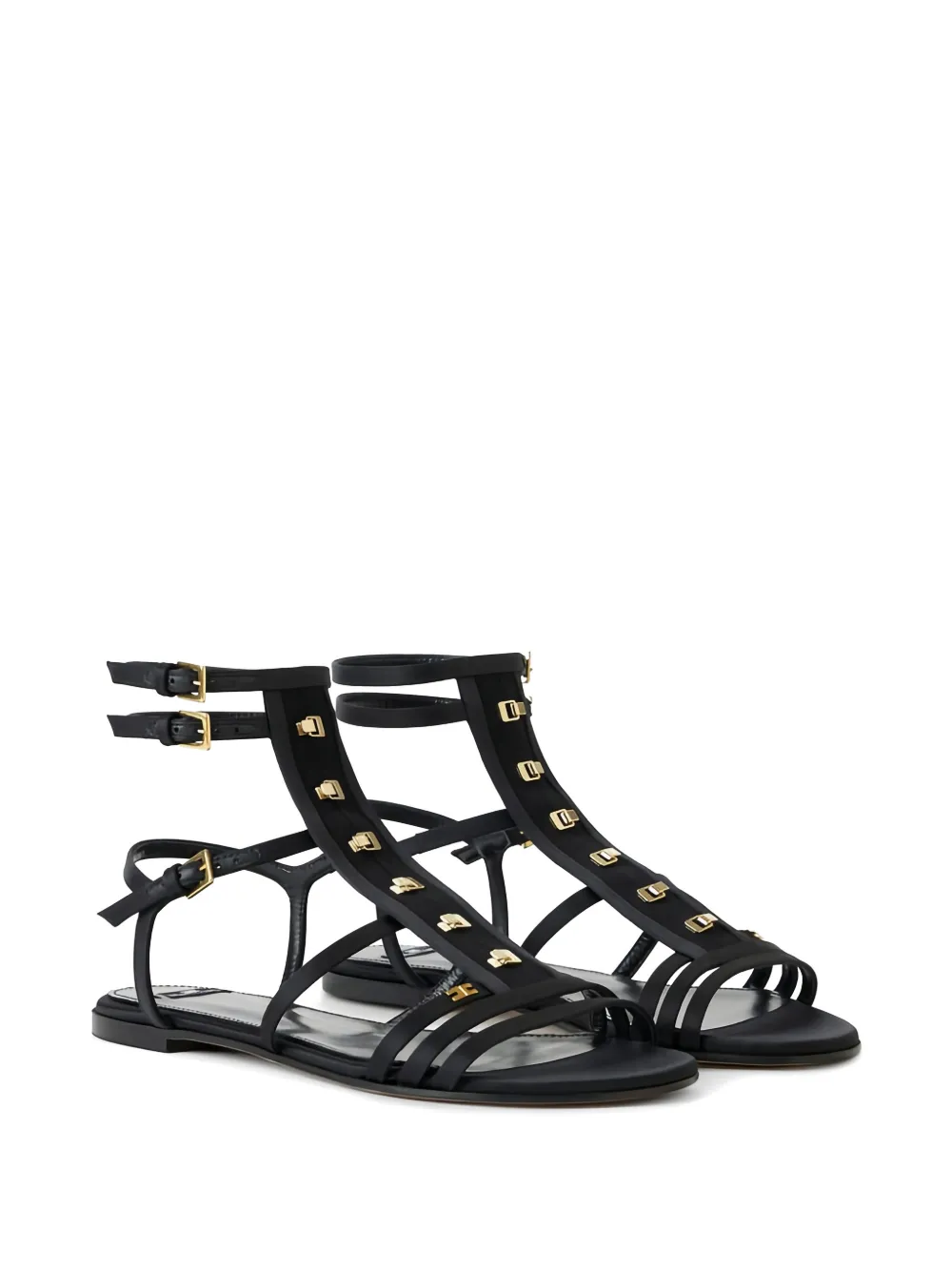 Elisabetta Franchi strap hook flat sandals Zwart