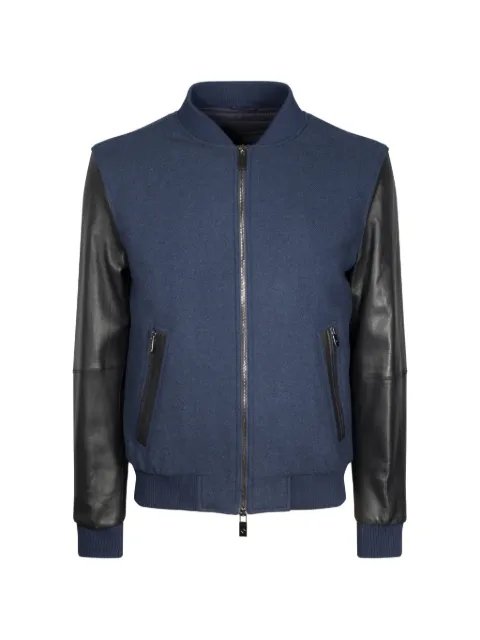 Pal Zileri zip-up leather-sleeve bomber jacket