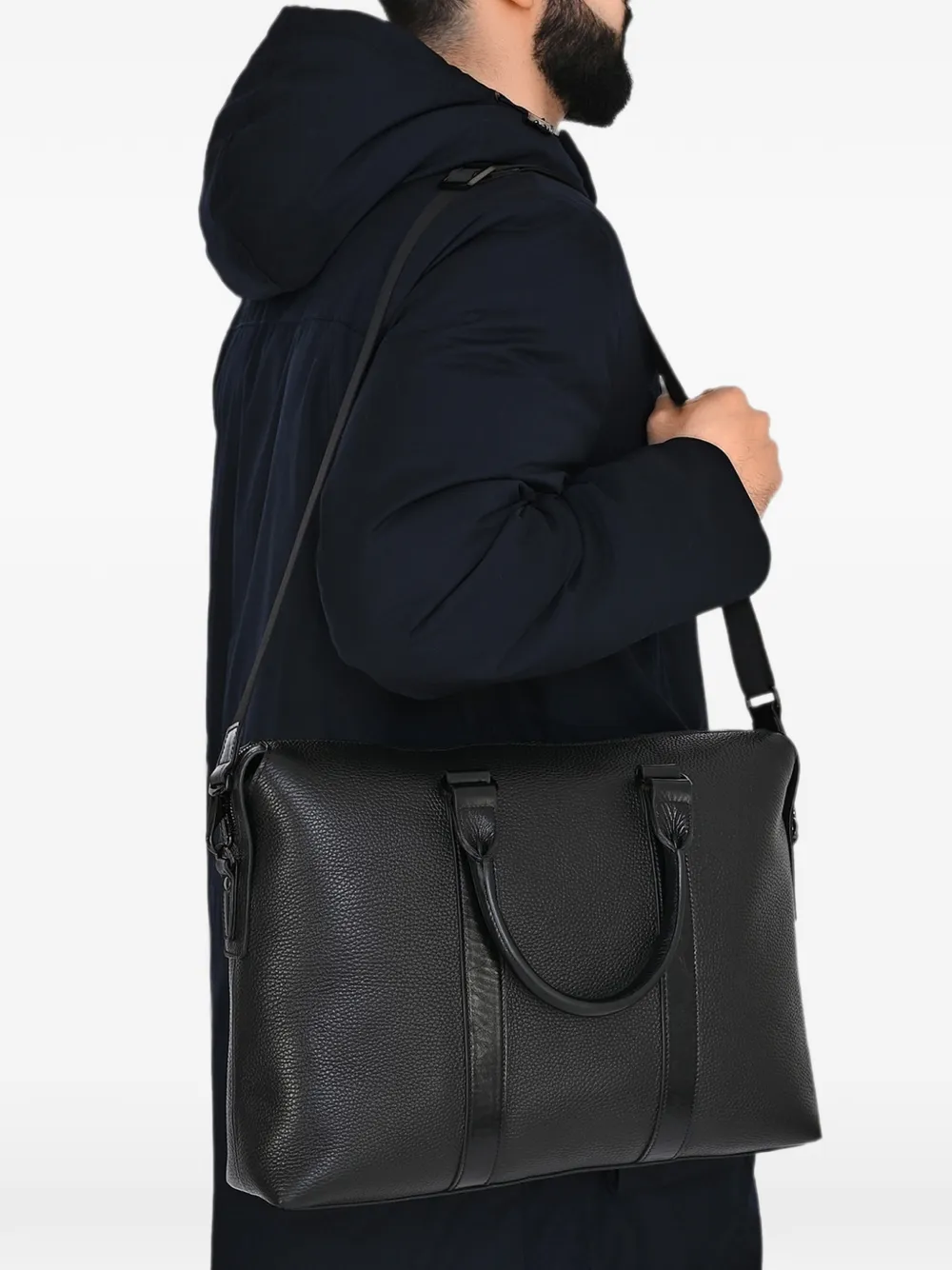 Pal Zileri grained leather briefcase - Nero