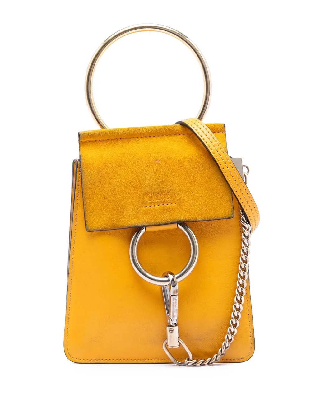 Chloé Pre-Owned 2018 Mini Calfskin and Suede Faye Bracelet Bag satchel - Giallo