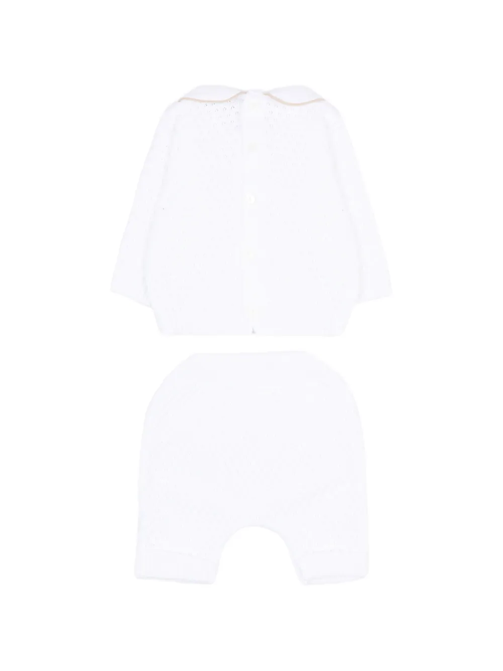  Little Bear Collared Trousers Set - White 