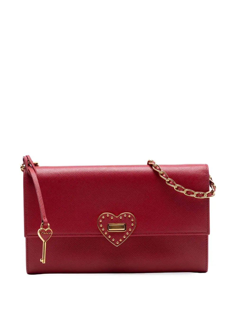Prada Pre-Owned 2000-2013 Saffiano Heart Wallet On Chain crossbody bag - Rosso